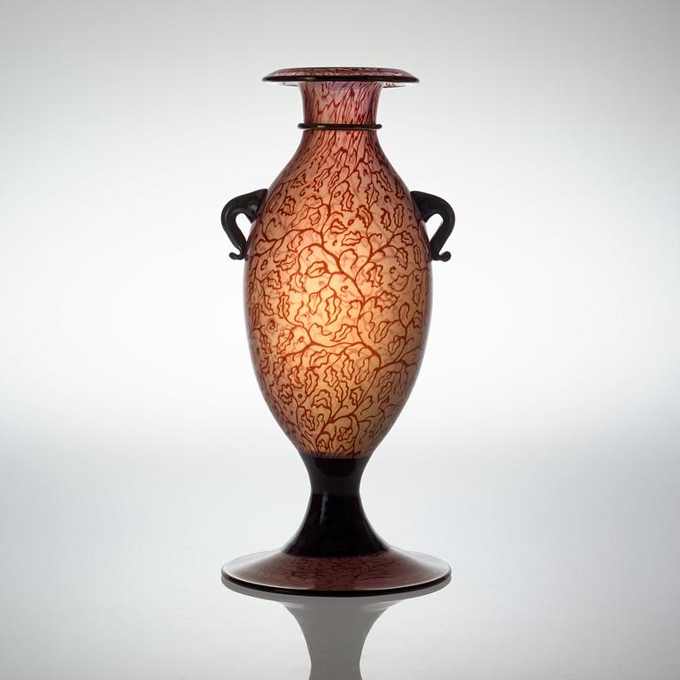 A Simon Gate graal glass vase, Orrefors 1921.