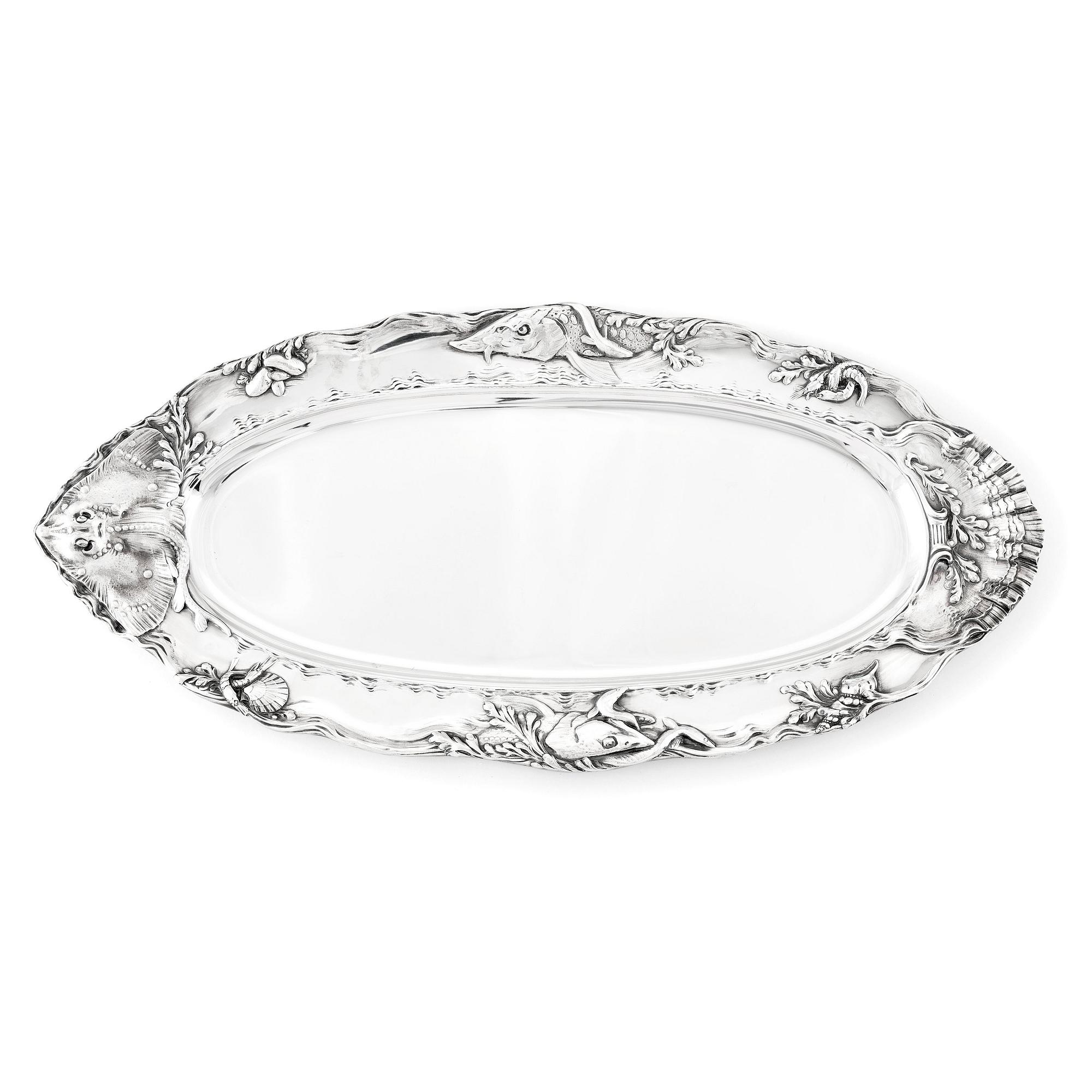W.A. Bolin, a sterling silver fish serving platter, Stockholm 1939.