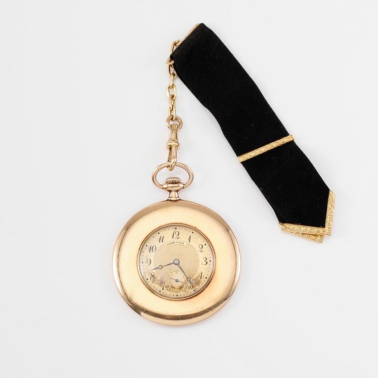 FRACKUR, 18K guld, Longines, omkring år 1900. Vikt med urverk ca 42 gram.