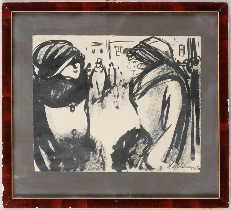 ADOLF HALLMAN, tuschteckning, sign och dat -18.