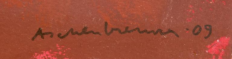 Lennart Aschenbrenner, mixed media signed and dated 09, and carpet approximately 202x143 cm.