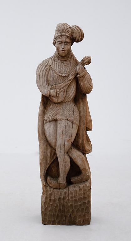 SKULPTUR, skuret trä, otydligt signerad, 1900-talets första hälft.