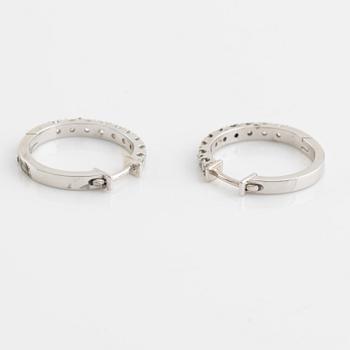 Brilliant cut diamond hoop earrings, total 0,76 ct.
