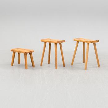 3 second half of the 20th century oak stools.