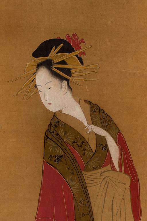 A Japanese hanging scroll, ink and color on paper, early 20th Century.