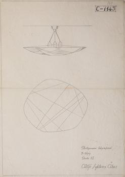 Hans Bergström, a ceiling lamp, model "C-1143", ateljé Lyktan, Sweden 1940-50s.