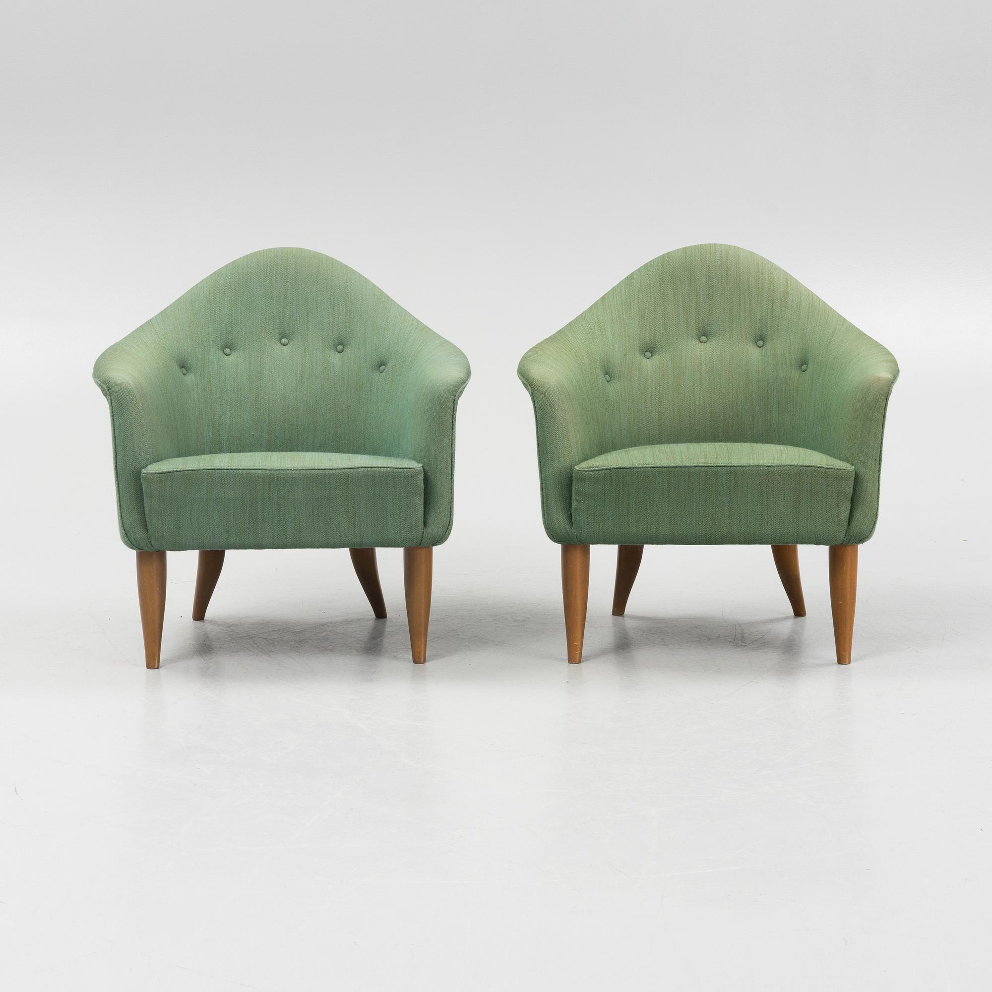 Kerstin Hörlin-Holmquist, a par of 'Lilla Adam' armchairs, Nordiska Kompaniet, Nyköping.