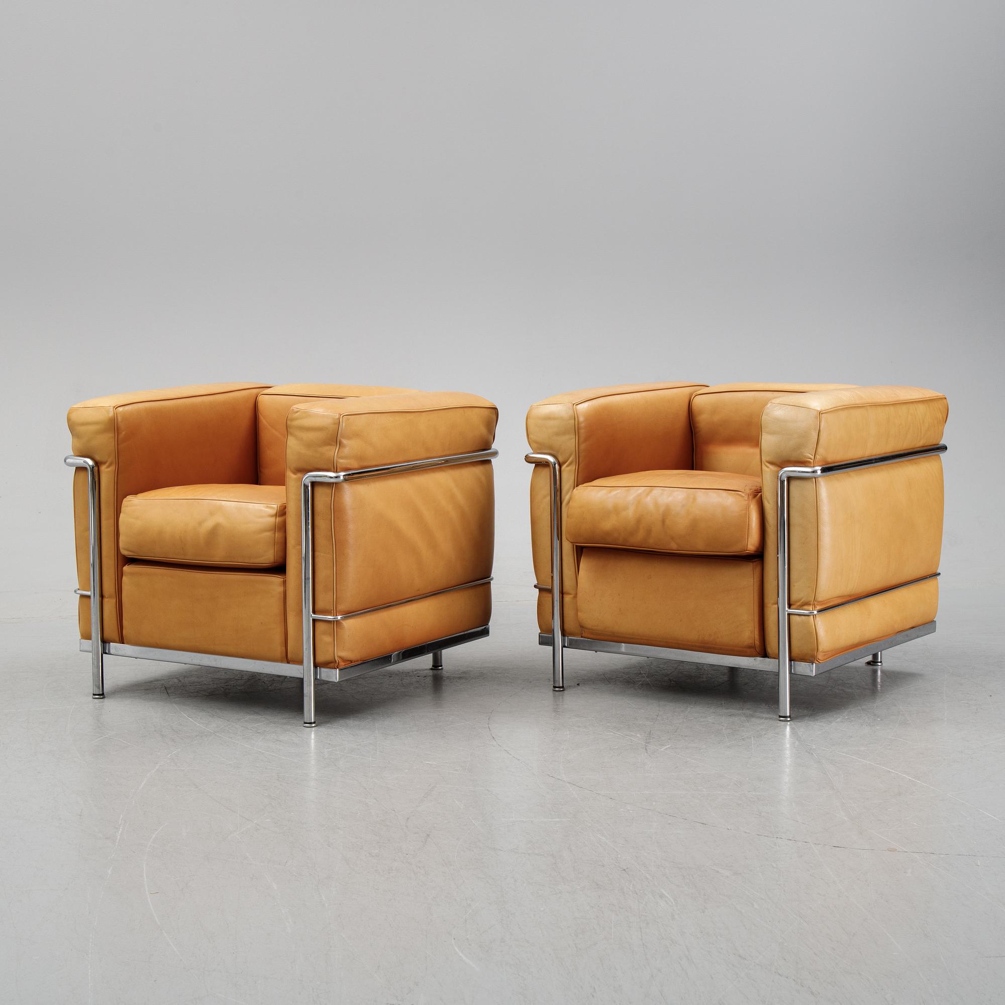Le Corbusier, Pierre Jeanneret & Charlotte Perriand, fåtöljer, ett par, "LC2", Cassina.