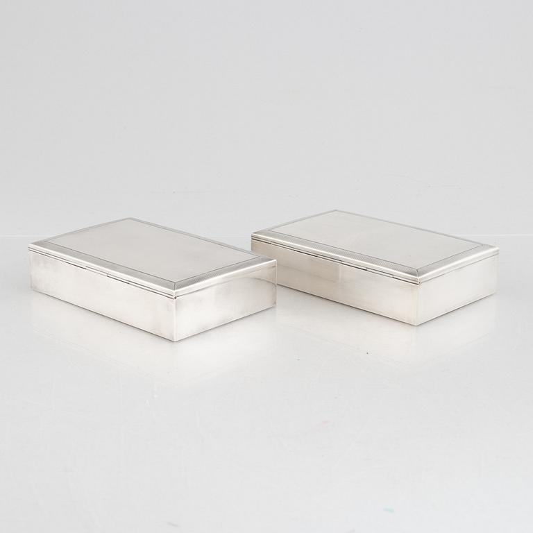 Two silver 830 cigarette cases, Swedish import marks, MEMA, circa mid-20th century.