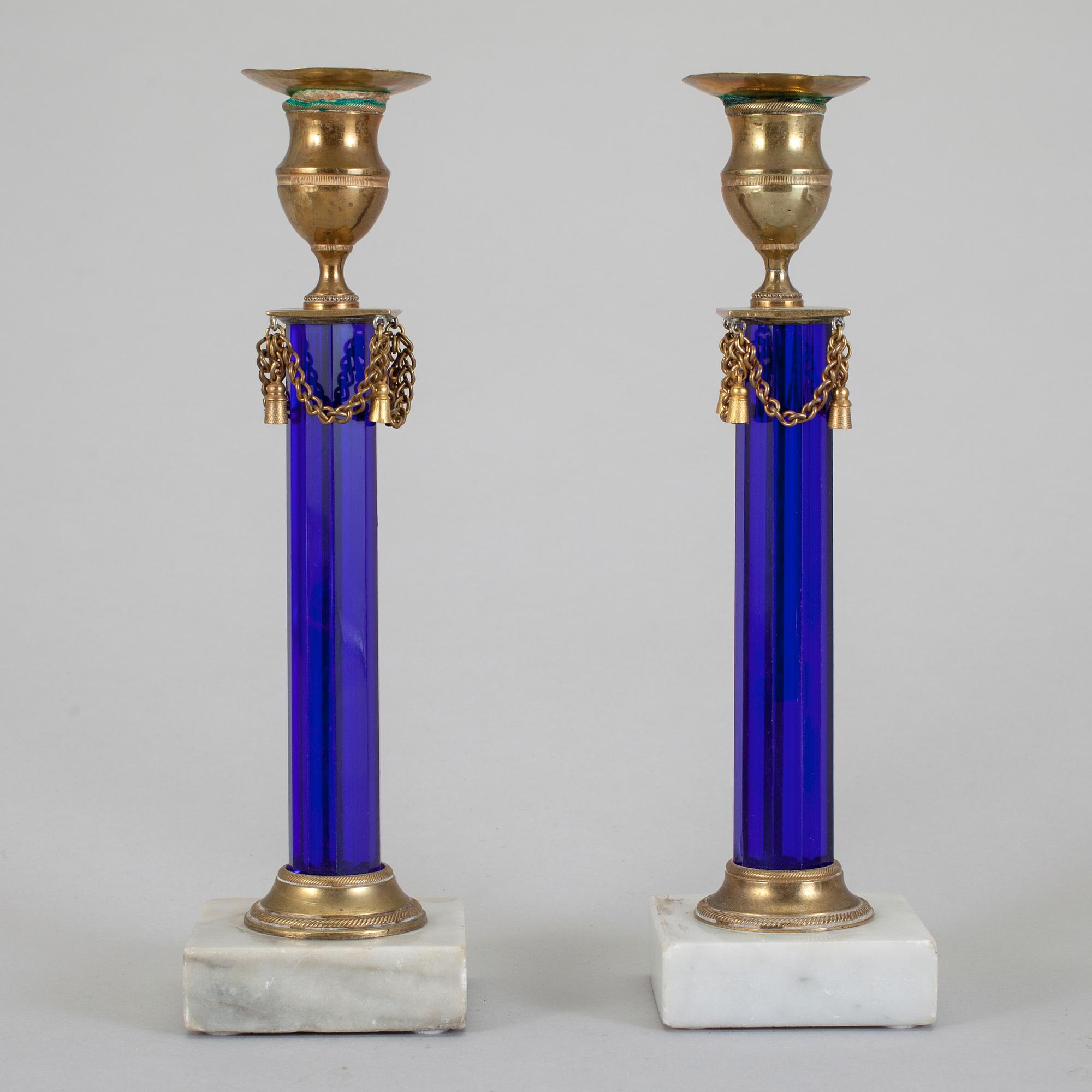 LJUSSTAKAR, ett par, sengustavianska, tidigt 1800-tal.