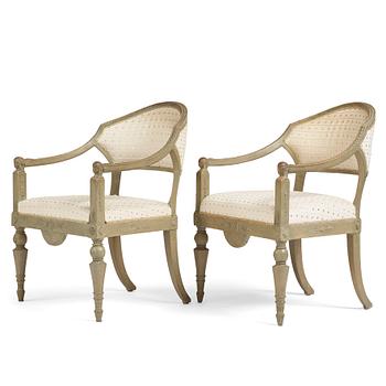 53. A pair of Late gustavian armchairs.