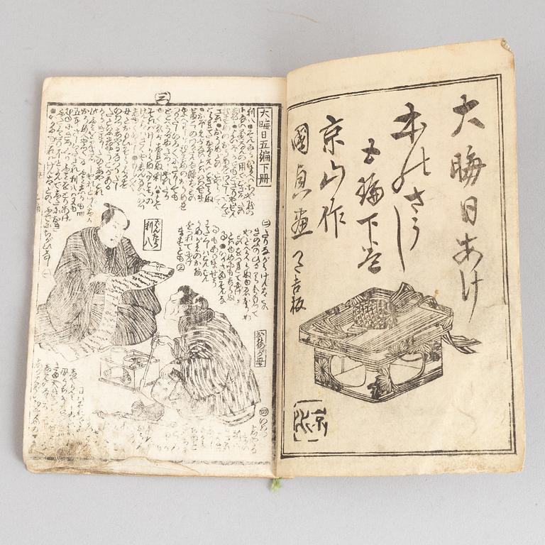 A group of five Japanese albums, including Katsushika Isai and Utagawa Kunisada, Meiji (1868-1912).