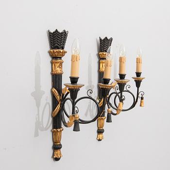 Vägglampor, ett par, Empire-stil, 1900-tal.