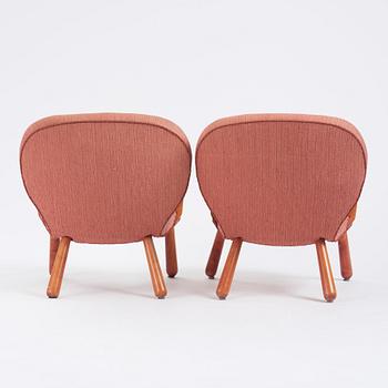Swedish Modern, a pair of 'Clam Chairs', possibly by Erik Eks Snickerifabrik, probably 1950s.