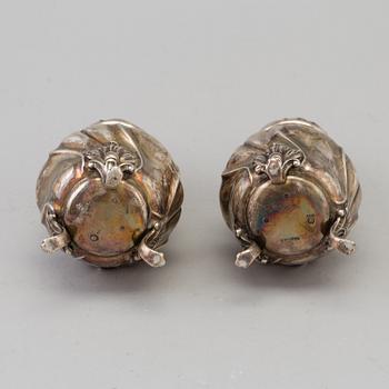 ANTON MICHELSEN, a pair of sterling silver sugar shakers from Copenhagen, Denmark, 1908-20.