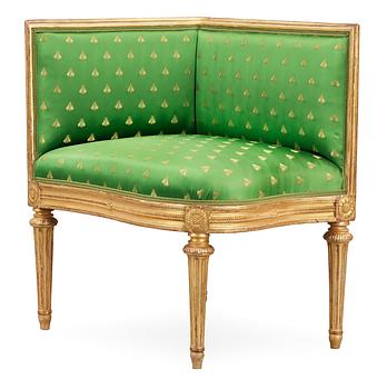 A late Gustavian circa 1790 corner chair, probably by  E. Öhrmark och J. B. Masreliez.