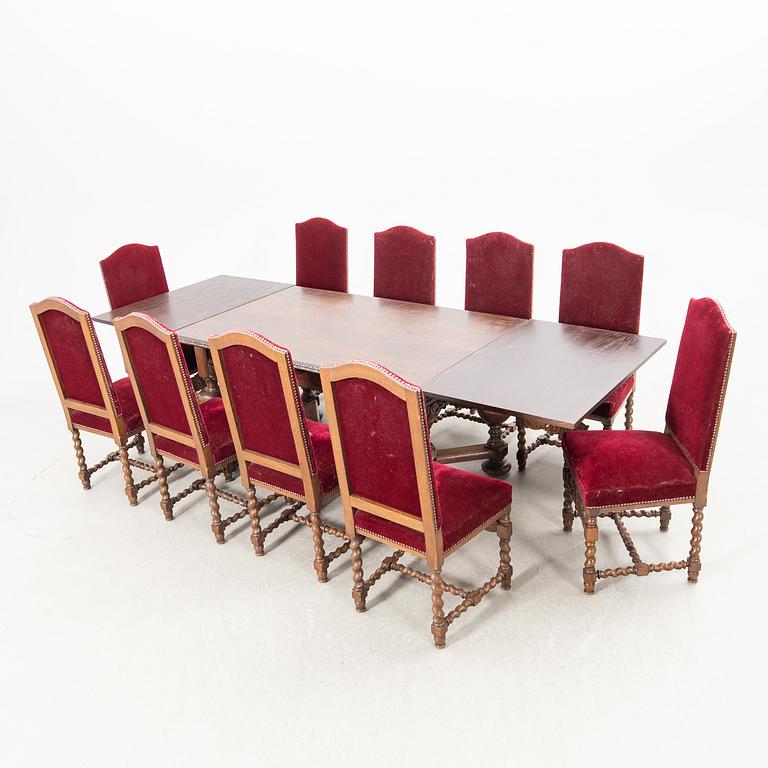 Dining group 11 pcs Baroque style 1920s/30s Almgren & Plynning Helsingborg.