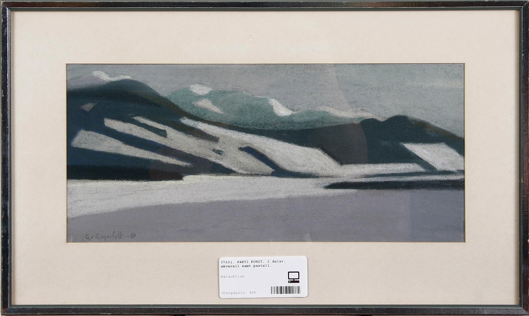 PARTI KONST, 2 delar, akvarell samt pastell.