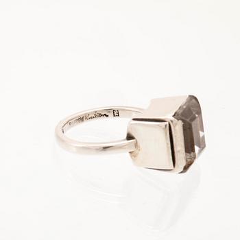 Wiwen Nilsson, a sterling silver ring set with a square step cut stone, Lund 1949.