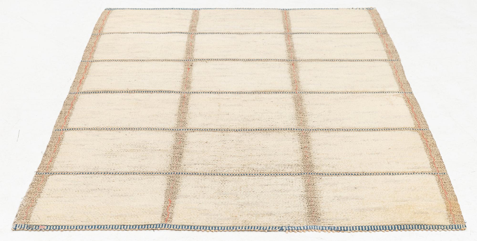 Märta Måås-Fjetterström, a carpet, 'Rutig vit halvflossa', knotted pile in relief, c 196 x 132,5 cm, signed AB MMF.