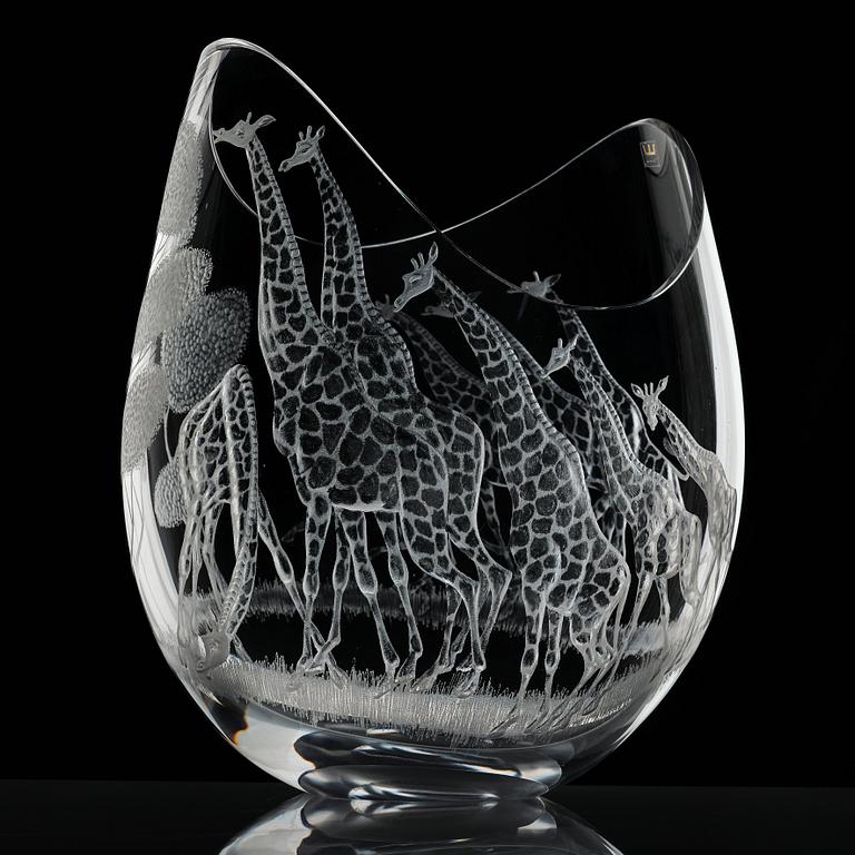 Vicke Lindstrand, vas "Högvilt" (Safari), Kosta, 1950-60-tal.