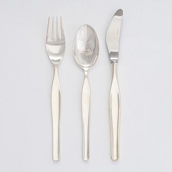 Tapio Wirkkala, Bestickuppsättning, 130 delar, silver, "Tapio", Kultakeskus, Tavastehus. 1960-1970-tal.
