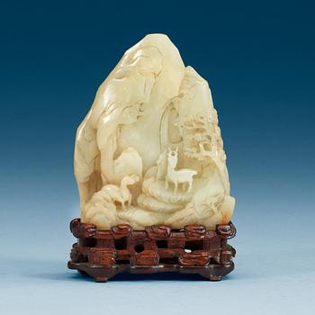 1636. A Chinese nephrite rock carving.