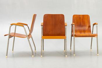 Armchairs, 6 pcs, mid-20th century.
