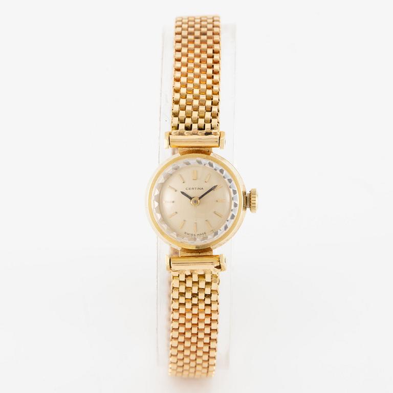Certina, 18K guld, länk i 18K guld, armbandsur, 17 mm.
