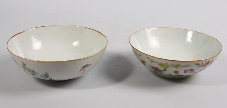 SKÅLAR, 2 st, porslin, Kina. 1800/1900-tal.
