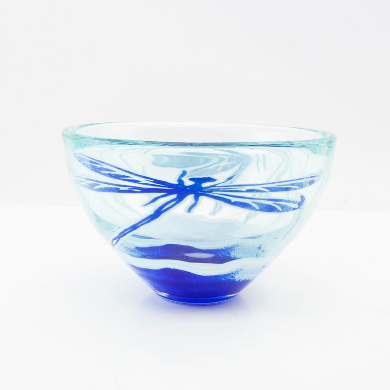 Astrid Gate, "Dragonfly" bowl, Johansfors, signed and numbered.