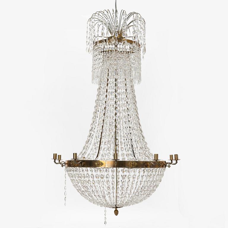 An empire style chandelier, 20th century with some older parts.