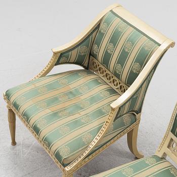 Seating group, 4 piece, Gustavian style from the 19th century.