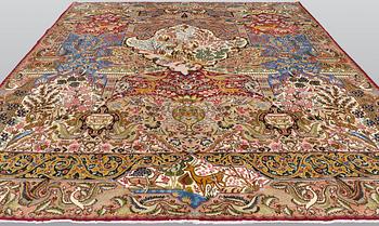 A carpet, Figural Kashmar, ca 385 x 295 cm.