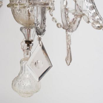 An Irish George III cut glass eight light chandelier, later part of the 18th century.