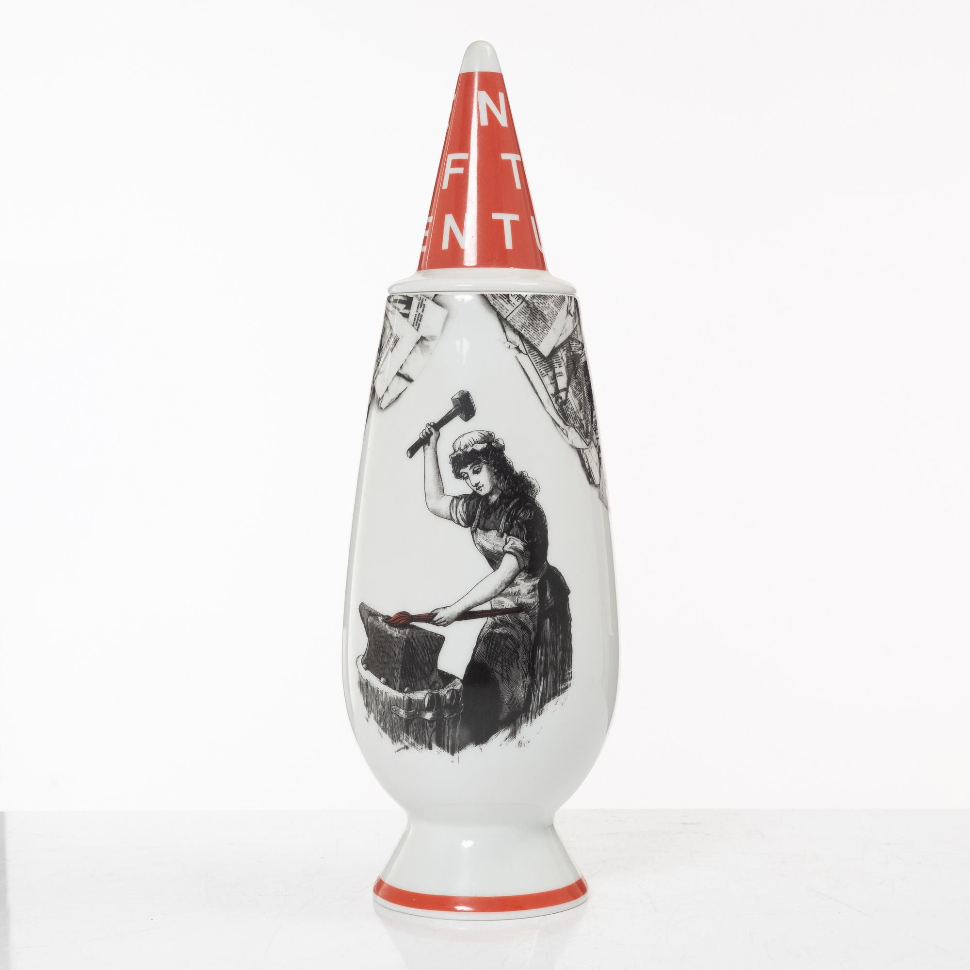 Alessandro Mendini, a vase with lid, 'Make Up 100%', Alessi Tendentse, Italy.