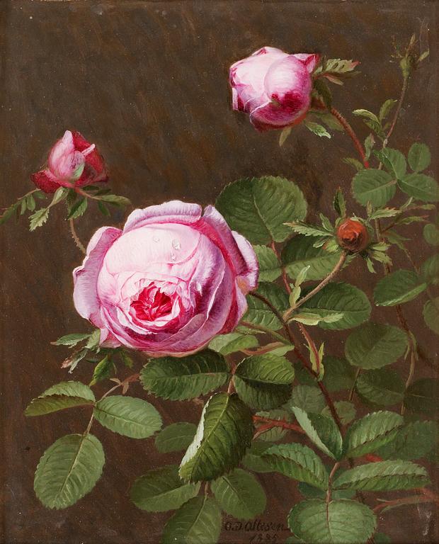 Otto Didrik Ottesen, Still life with pink roses.