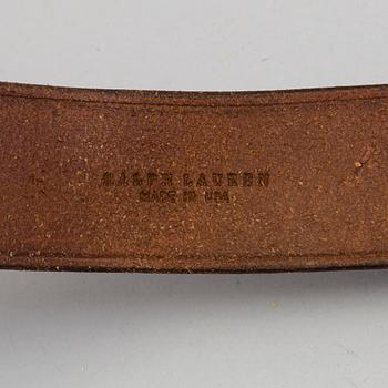Two leather belts by Ralph Lauren.