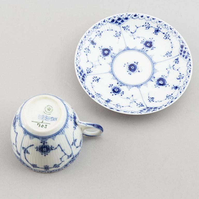 Royal Copenhagen, a 36 part porcelain service, 'Musselmalet' one part Meissen.