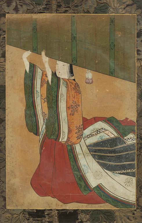 Unidentified artist, two paintings, gouache on paper, Japan, probably 19th century.