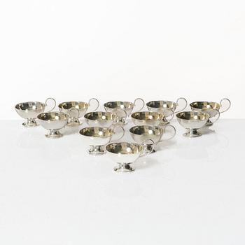 Punschmuggar, 12 st, silver, Ceson Guldvaru Ab, Göteborg 1970-80-tal.