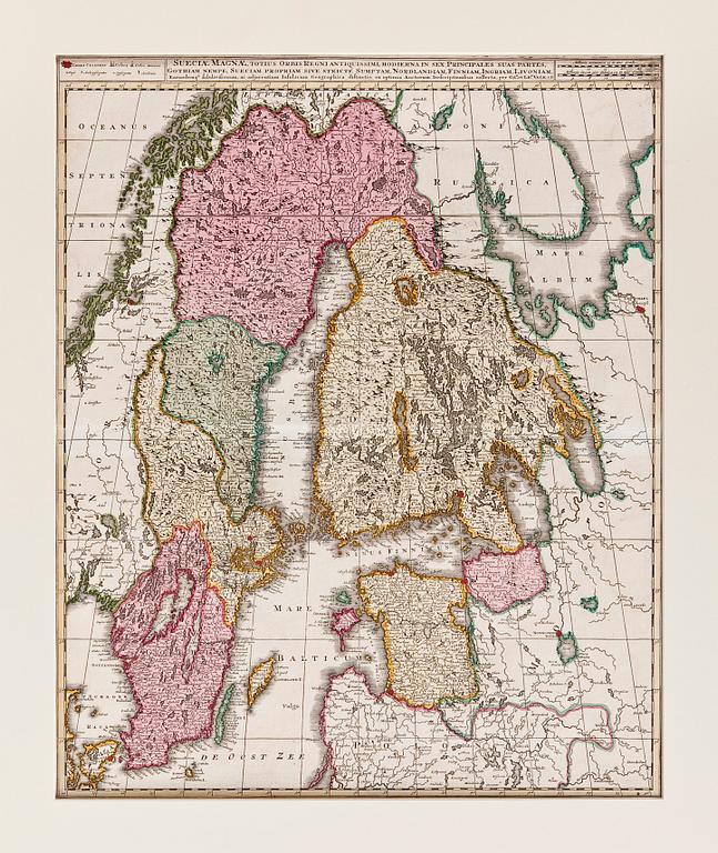 KARTTA, Sueciae Magnae. Gerard & Leonard Valck. Noin 1720.
