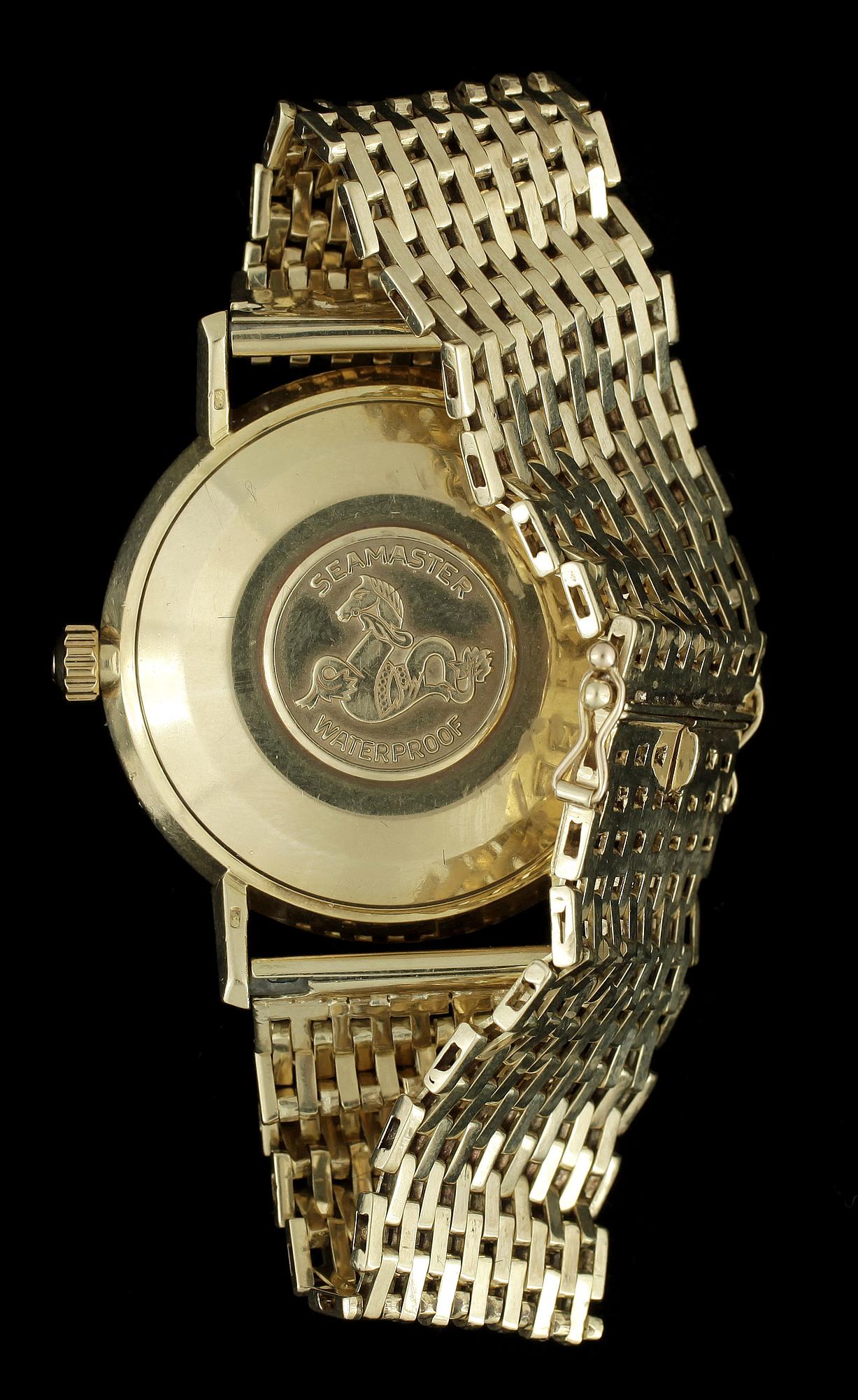 HERRARMBANDSUR, guld, Omega, Seamaster De Ville. Totalvikt tot ca 75 gram.