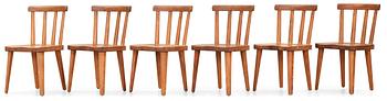 A set of six Axel Einar Hjorth 'Utö' stained pine chairs, Nordiska Kompaniet, NK, Stockholm 1930's.