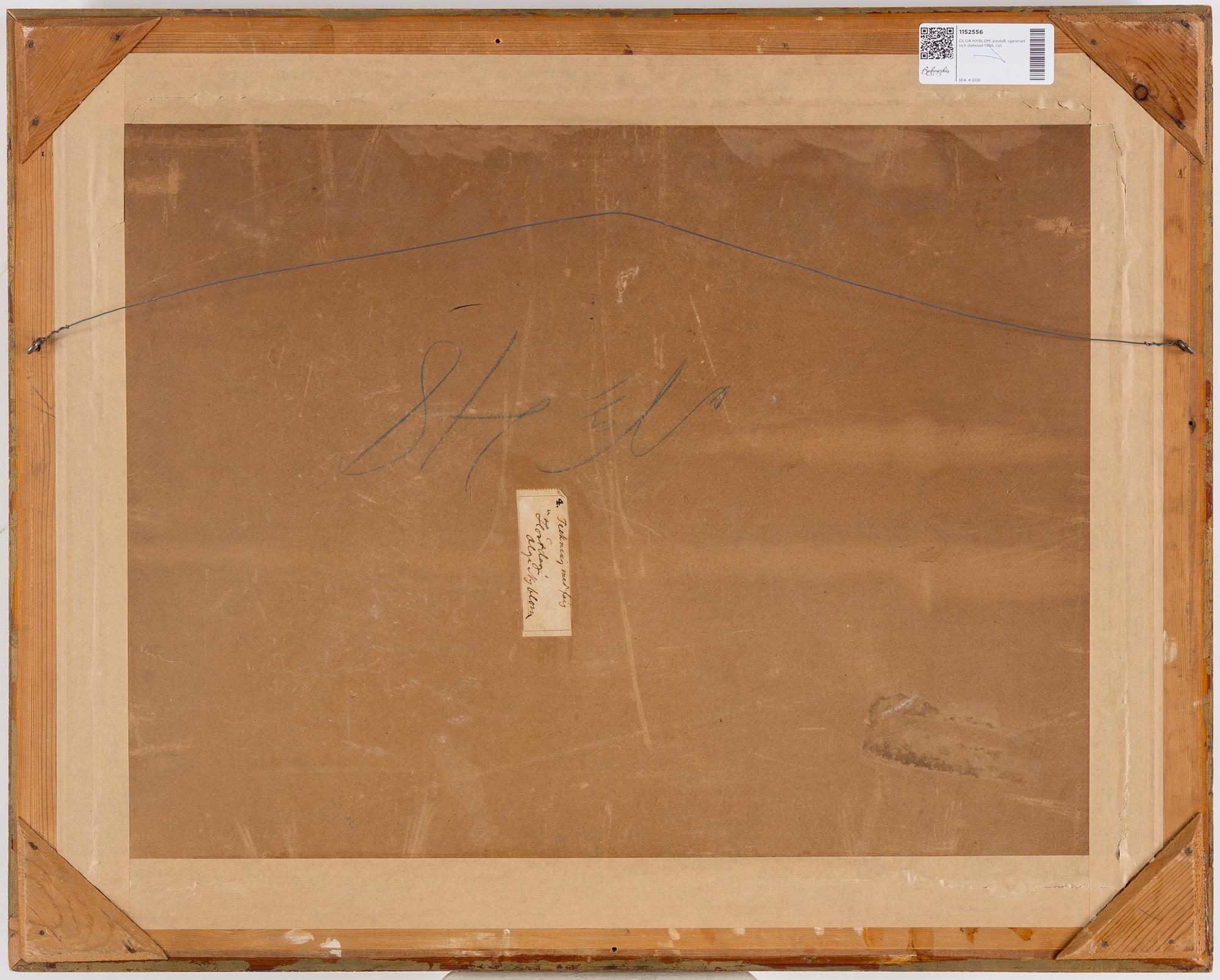 OLGA NYBLOM, pastel, signerad and dated 1908.