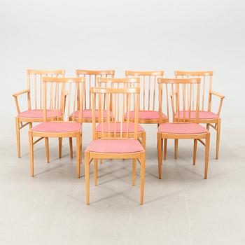 Carl Malmsten, chairs 6 pcs and armchairs 2 pcs "Herrgården" Åfors furniture factory, late 20th century.