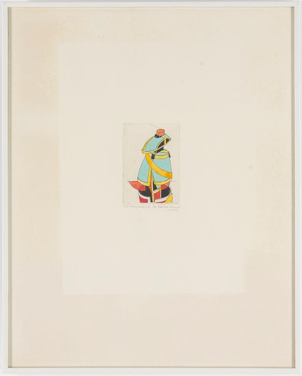 STEN EKLUND, etching with watercolour, signed and dated -80.