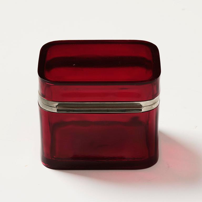 Josef Frank, a pewter mounted red-tinted glass box, Firma Svenskt Tenn.