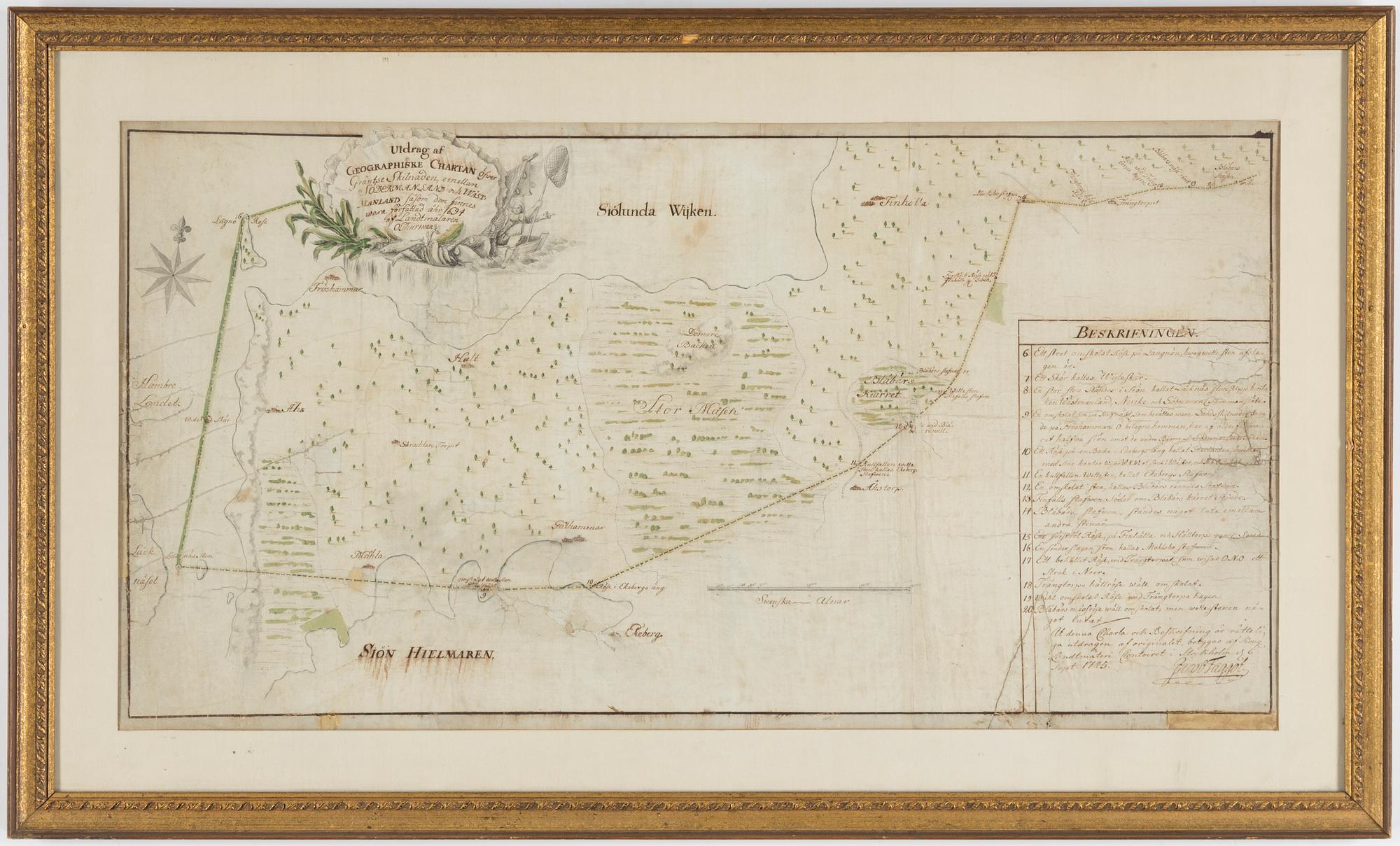 A MAP, signed Jacob Faggot and dated sep. 1745.