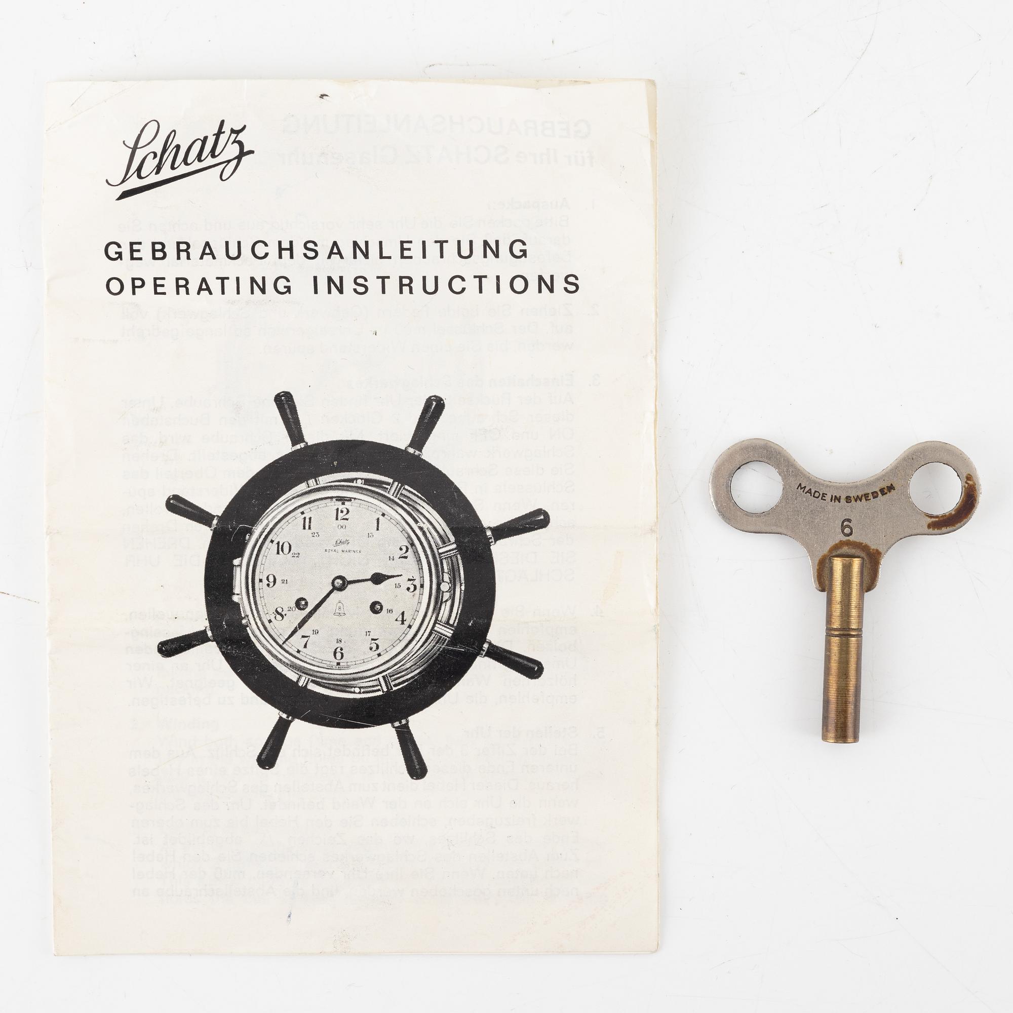 Barometer samt skeppsklocka, Schatz, 1900-talets andra hälft.
